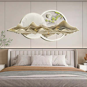 Serene Mountain and Moon Porcelain Wall Decal 4.5x2ft