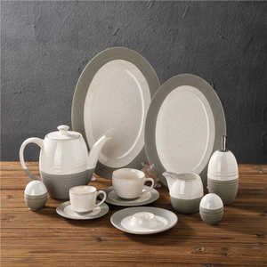 Frosted design custom logo rustic plates set ceramic tableware