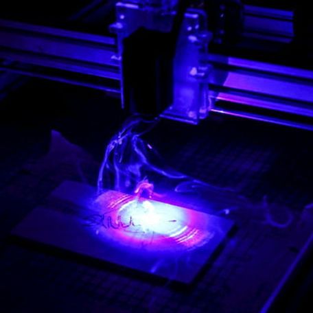 Laser engraving detail on custom ceramic surface