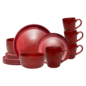 Luxury Italian Style Matte Red Stoneware Restaurant Party Plates