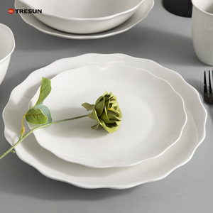 French Catering Party Bulk Flat White Porcelain Dinner Plates