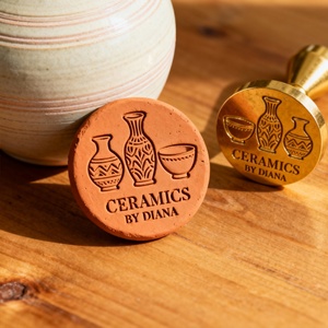 Customized Copper Ceramic Stamps Tool Engrave Hot Stamping Mold Twisted Together Wooden Handle Ceramic Shape Clay Mould Mould