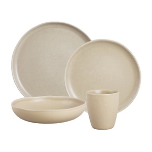 16 Pieces Reactive Glazed Ceramic Dinnerware Set Color Glazing Ceramic Kitchen Wares
