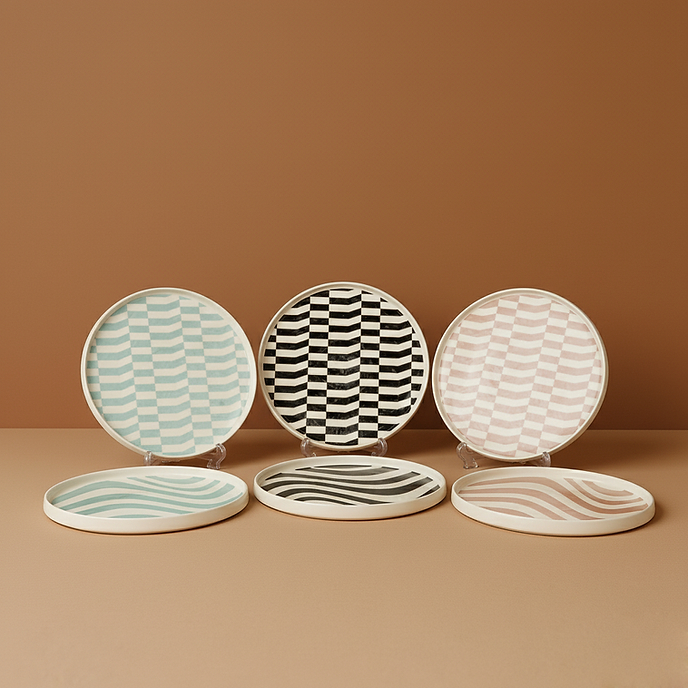 Textured rim ceramic tableware plate
