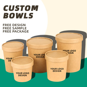 Commercial Thickened Kraft Paper Bowl Disposable Dinnerware Tableware for Soup Take-out