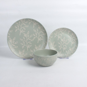 12 Piece Modern Porcelain Coupe Dinnerware Sets with Customized Logo Matte Color Glaze