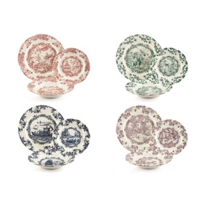 Dinnerware Set 12 Plates Ceramic Multicolor Modern Vintage Theme