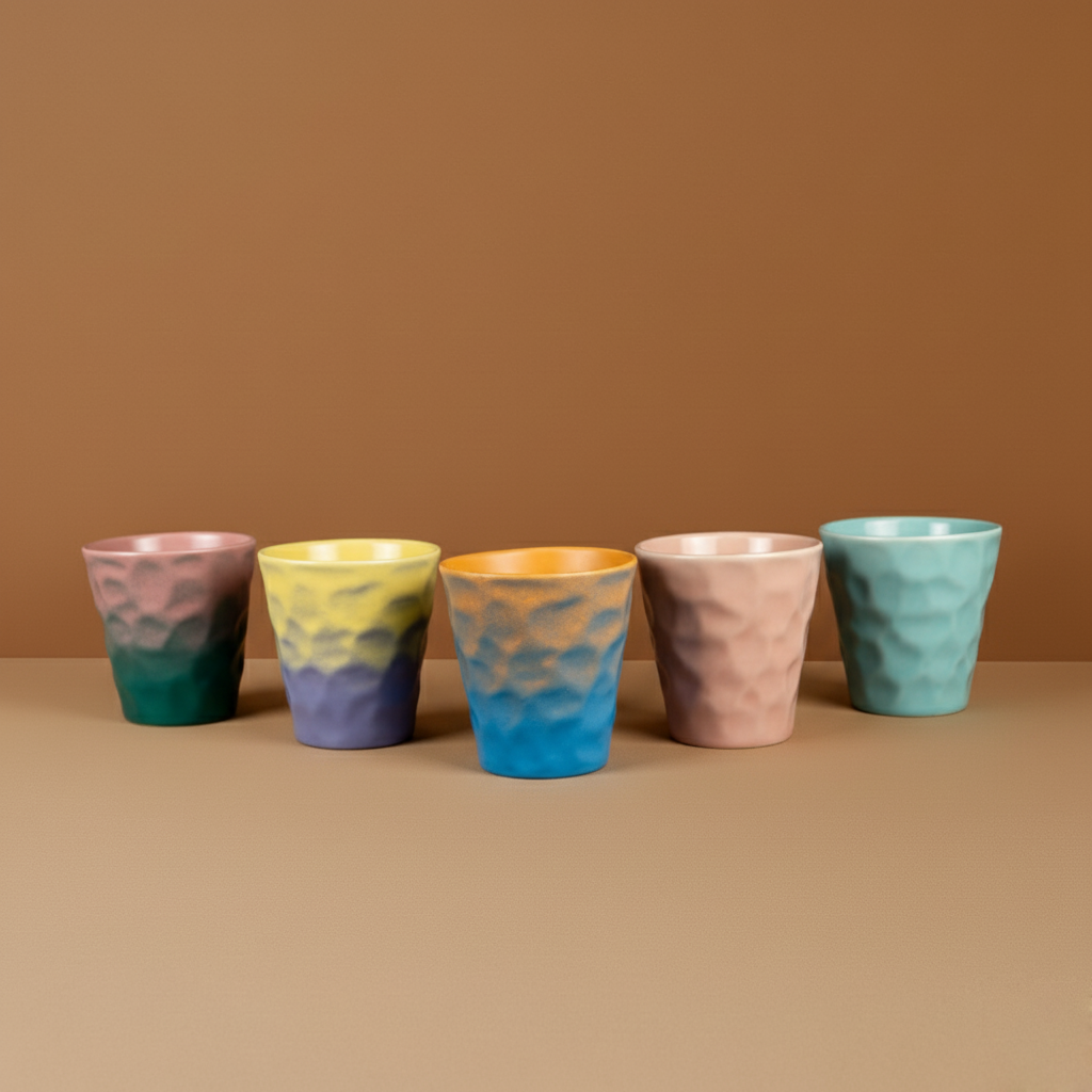 Terracotta ceramic tea mug with matte exterior