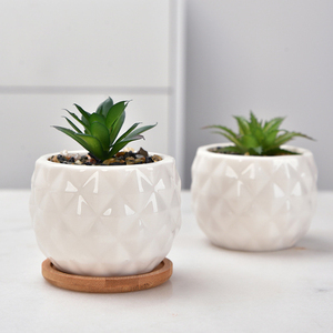 White Porcelain Modern Hand Carved Eco-Friendly Ceramic Plant Pot